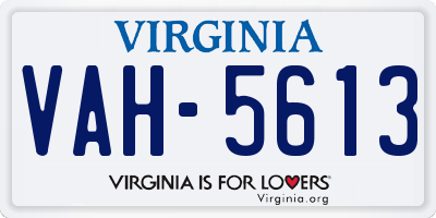 VA license plate VAH5613