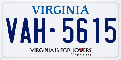 VA license plate VAH5615