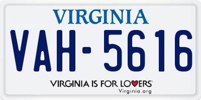 VA license plate VAH5616