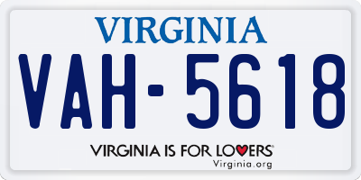 VA license plate VAH5618