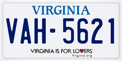VA license plate VAH5621