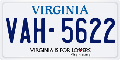VA license plate VAH5622
