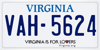 VA license plate VAH5624