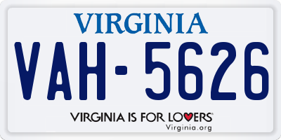 VA license plate VAH5626