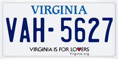 VA license plate VAH5627