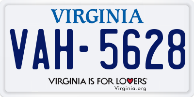 VA license plate VAH5628