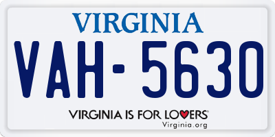 VA license plate VAH5630