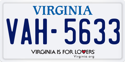 VA license plate VAH5633
