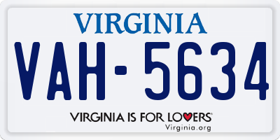 VA license plate VAH5634