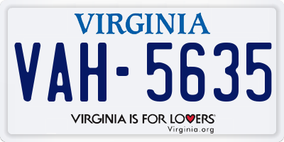 VA license plate VAH5635