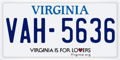 VA license plate VAH5636