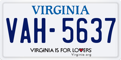 VA license plate VAH5637