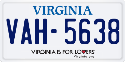 VA license plate VAH5638