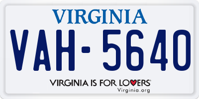 VA license plate VAH5640