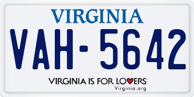 VA license plate VAH5642