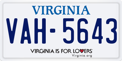 VA license plate VAH5643