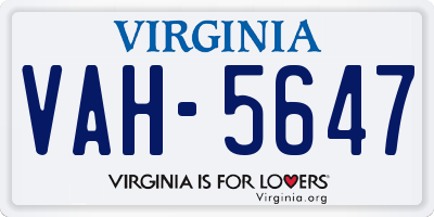 VA license plate VAH5647