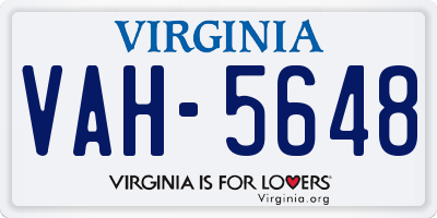 VA license plate VAH5648