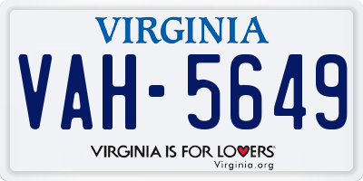 VA license plate VAH5649