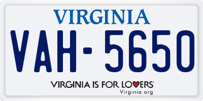 VA license plate VAH5650