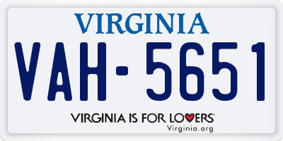 VA license plate VAH5651