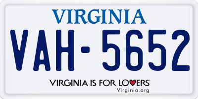 VA license plate VAH5652