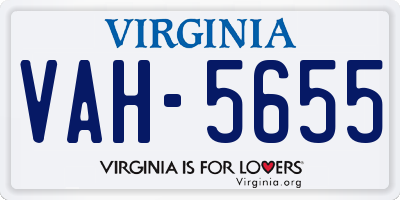 VA license plate VAH5655