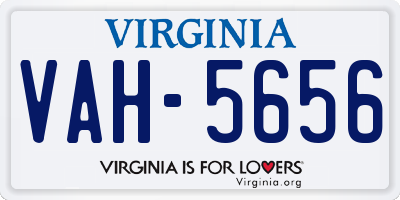 VA license plate VAH5656