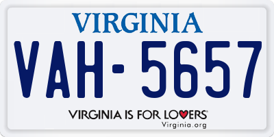 VA license plate VAH5657