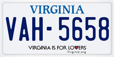 VA license plate VAH5658