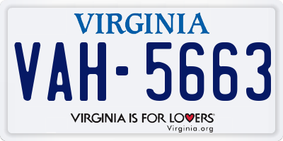 VA license plate VAH5663
