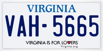 VA license plate VAH5665
