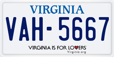 VA license plate VAH5667