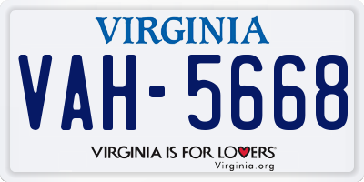 VA license plate VAH5668