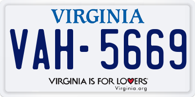 VA license plate VAH5669