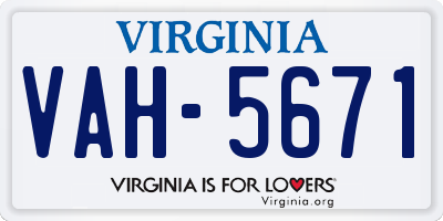 VA license plate VAH5671