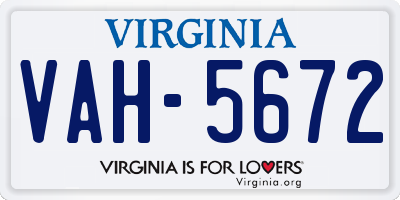 VA license plate VAH5672