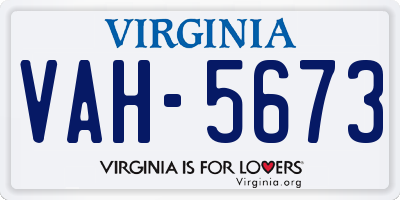VA license plate VAH5673