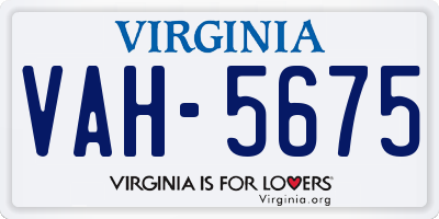 VA license plate VAH5675