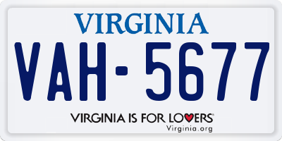 VA license plate VAH5677