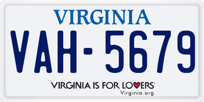 VA license plate VAH5679