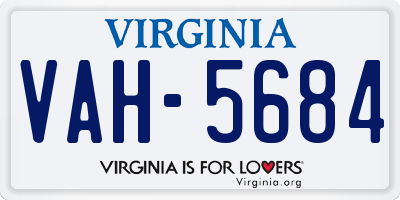 VA license plate VAH5684