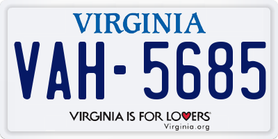 VA license plate VAH5685