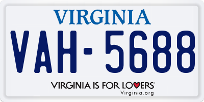 VA license plate VAH5688