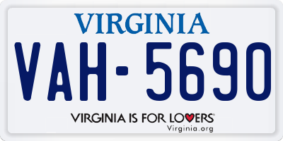 VA license plate VAH5690