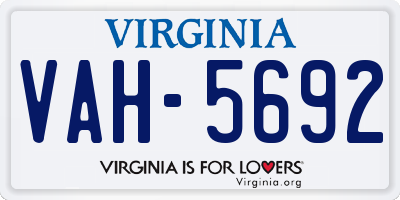 VA license plate VAH5692
