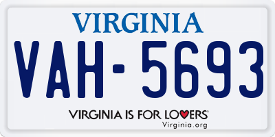 VA license plate VAH5693