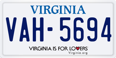 VA license plate VAH5694