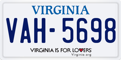 VA license plate VAH5698