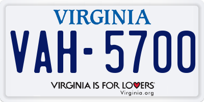 VA license plate VAH5700